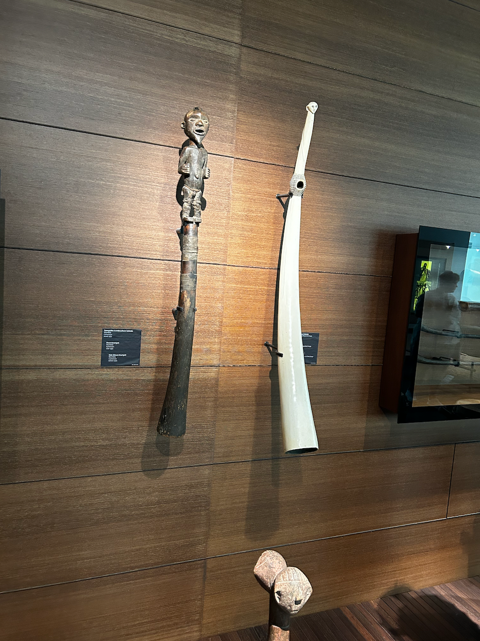 Photograph of (a) brass instrument(s) from the Musical Instruments Museum in Brussels, Belgium